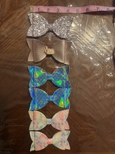Handmade Faux Leather Hair Bows - Set of 6 Accessories For Girls