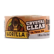 Gorilla Crystal Clear Repair Duct Tape, 1.88  x 18 yd, Clear, Pack of 2 