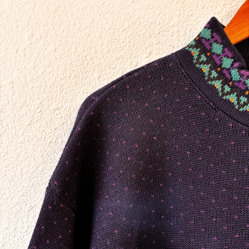 Vintage 90s Descente Nordic Ski Sweater Mens Large Mock Neck Canada Birdseye - Image 4 of 4