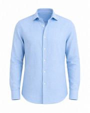 SANTORI SALE NAPOLI LUXURY SUMMER $495 TOP LINEN BLUE CLASSIC FIT SZ: 40 EU