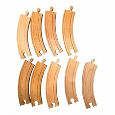 9 Pc WOODEN TOY TRAIN TRACK Lot Large Curves Brio Thomas Compatible Railway