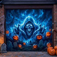 Halloween Garage Door Cover 7 X 8 FT Scary Ghost Hanging Garage Door Banner