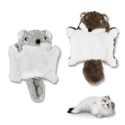 Andiker Cat Plush Toy, Cute Flying Squirrel Shape Chew Small, Brown/Gray