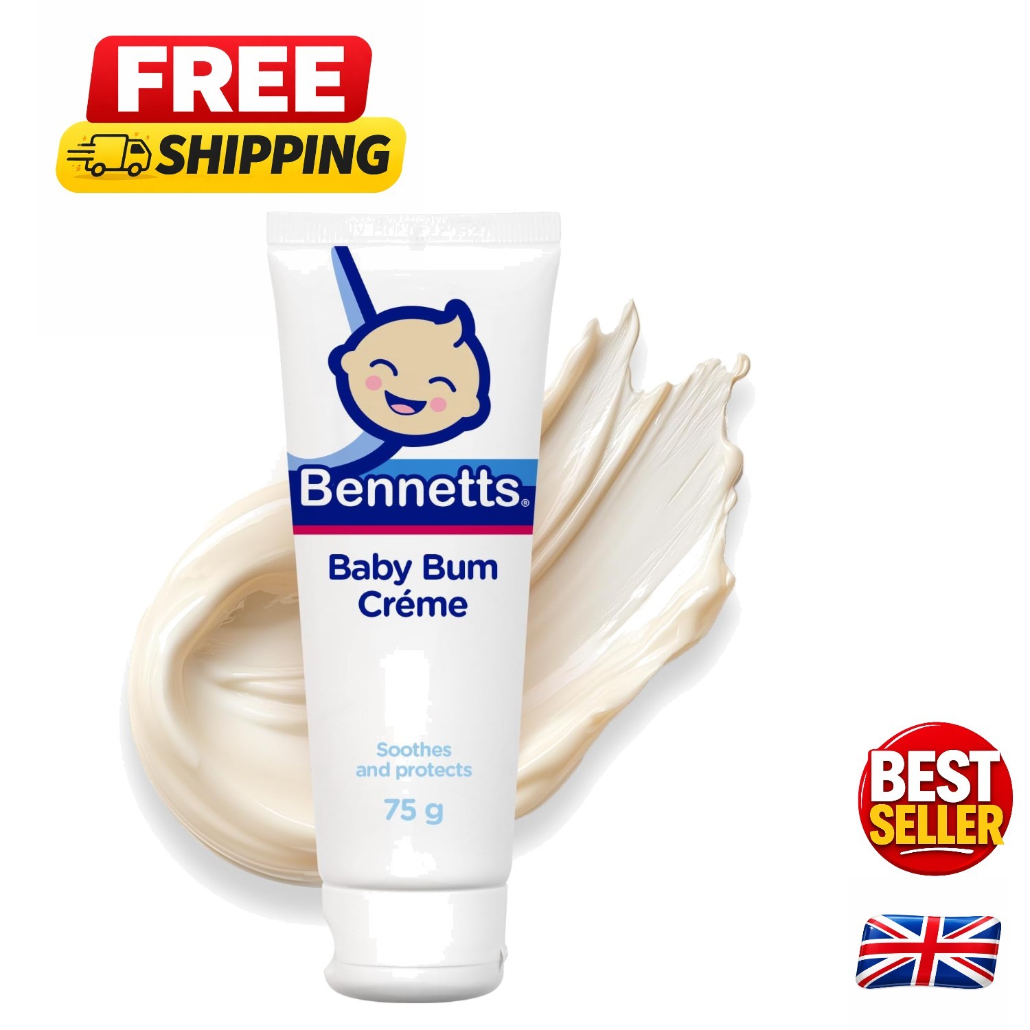 Bennett’s Baby Nappy Crème: Lavender Diaper Rash Cream for Sensitive Skin, 75ml
