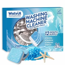 Walvia Descaler Washing Machine Cleaner Tablets, Clean Inside Drum And Laundry T