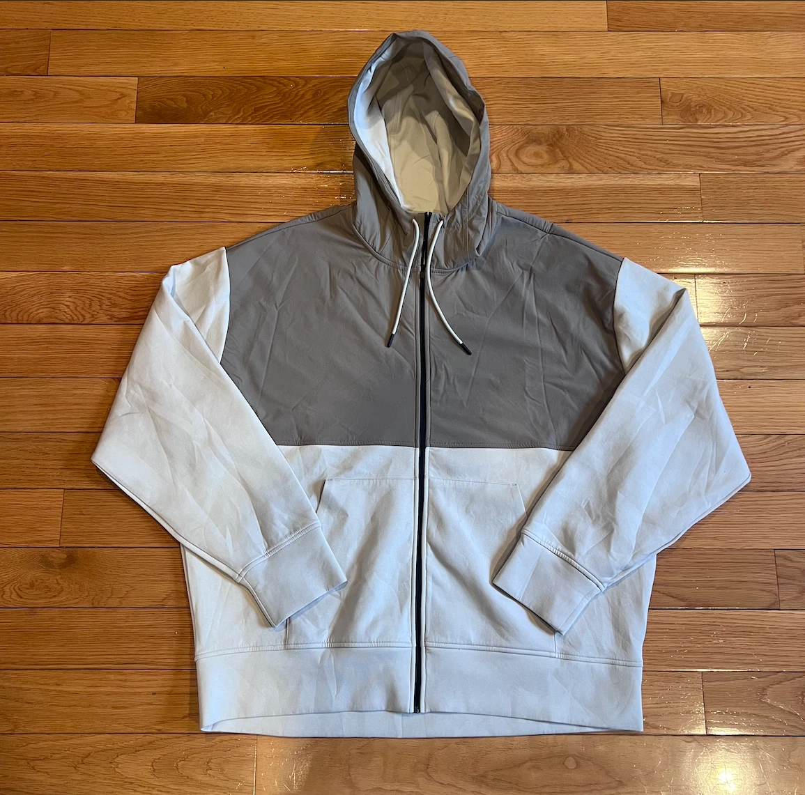 Sweat Polaire American Eagle Homme – Blanc/gris, Fermeture éclair, Taille LG – Neuf Avec étiquettes
