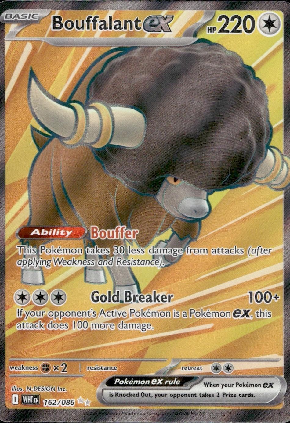 Bouffalant ex 162/086 Holo Ultra Rare White Flare Pokemon Holo Near Mint