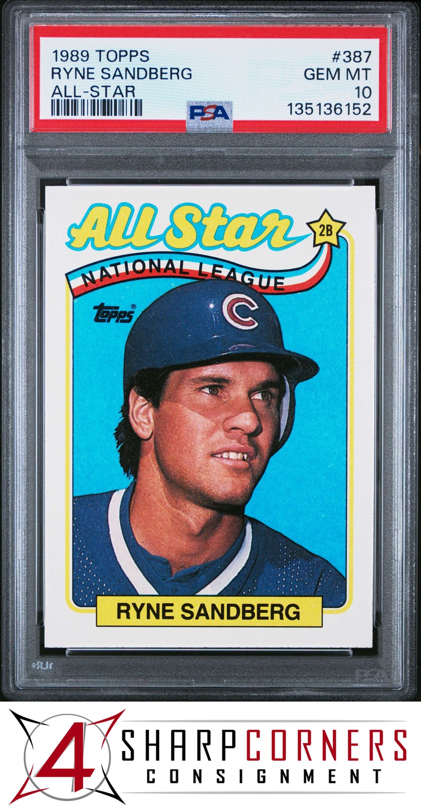 1989 TOPPS ALL-STAR #387 RYNE SANDBERG CUBS HOF PSA 10