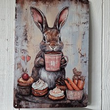 Osterhase Ostern Osterdeko Türdeko Hase Blechschild Türschild 