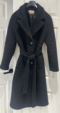 Mango Wool Blend Long Black Belt Coat Medium