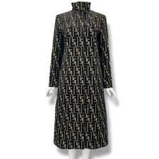 FENDI Long Coat Zucca Pattern One Size 40 Excellent Condition