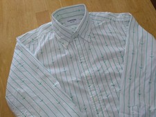 NWOT Thom Browne White with Green Anchor Print Poplin Button Down TB2 15.5-33