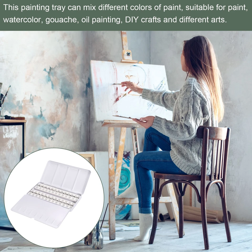 Paleta de acuarela vacía con estuche de pintura de 52 piezas medias sartenes (colorido, 52 pozos) Foto 3 de 4