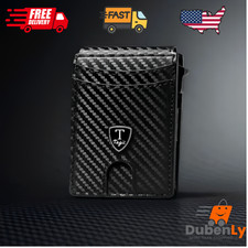 Men's Slim PopUp Bifold Carbon Fiber Wallet, RFID Blocking, Money Clip, Men Gift