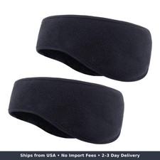 2pcs Black Ear Warmer Headband For Men Women Soft Fleece Ear Muffs