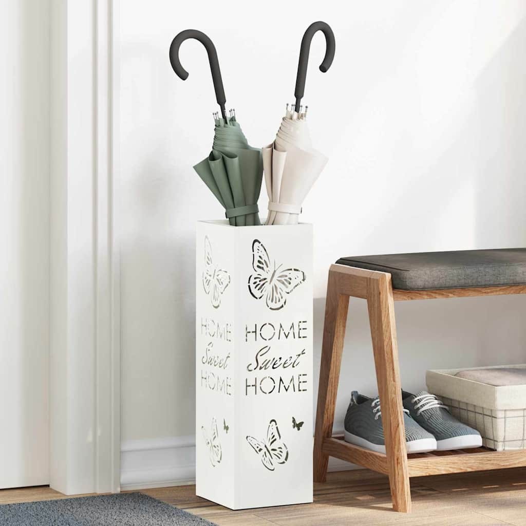 Portaombrelli Design Quadrato Bianco 49cm Metallo | Arredo Ingresso