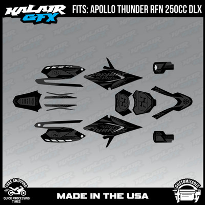Graphics Kit for Apollo RFZ Thunder 250 (All) Rugged Series-SMOKE