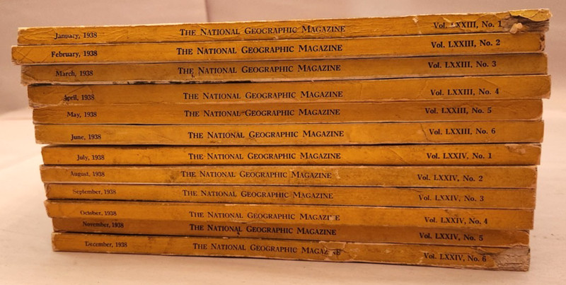 1938 Vintage National Geographic Magazine - 12 Monthly Issues COMPLETE YEAR