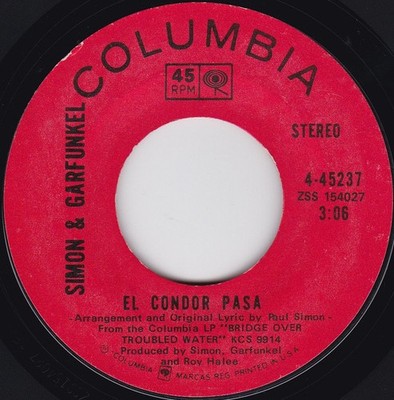 Simon  Garfunkel - El Condor Pasa - Used Vinyl Record 7 - G8100z