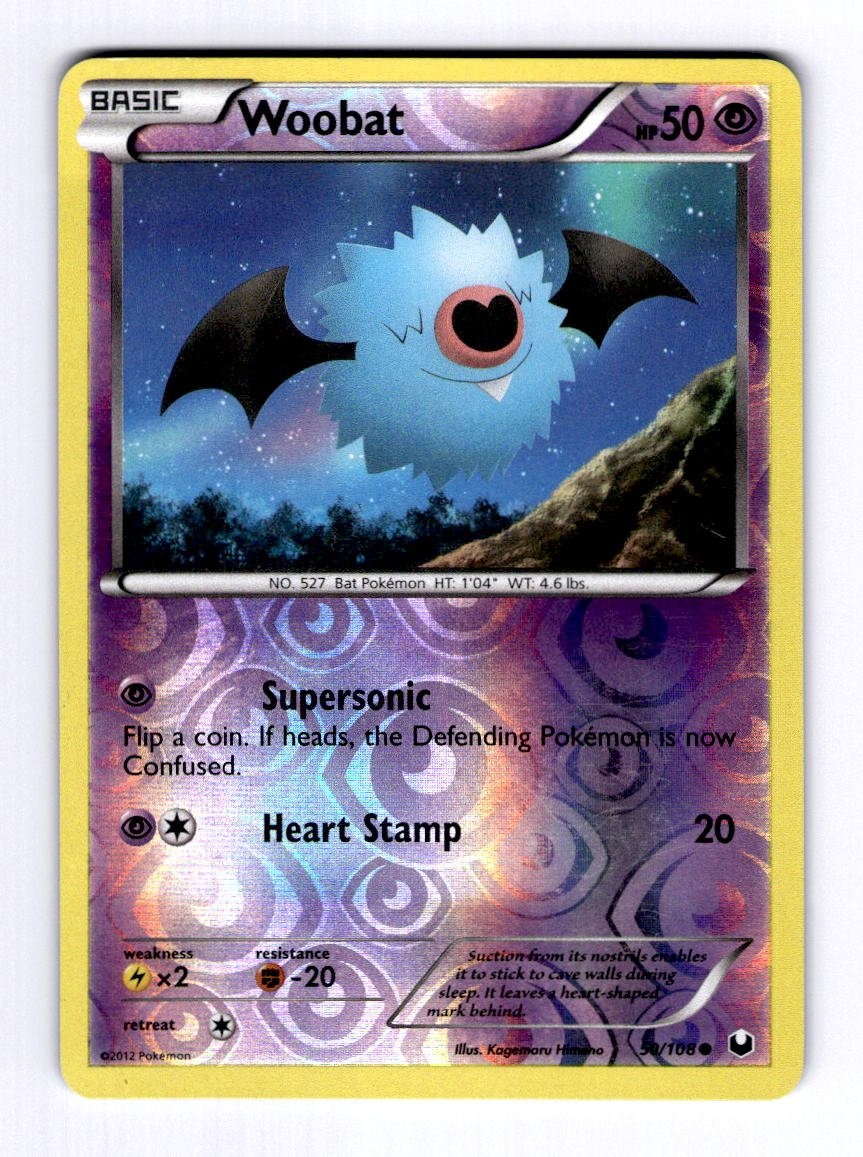 Woobat Dark Explorers #50 (2012) Common Reverse Holo NM Pokemon