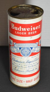 BUDWEISER 16 oz Flat top KING SIZE HALF QUART 3 St Louis flattop beer can