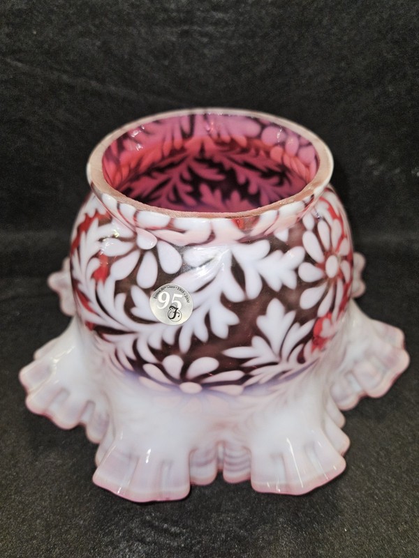 Fenton 95th Anniversary Cranberry Daisy & Fern 4" Fitter Lamp Shade