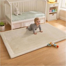 1.3in Thick Baby Play Mat 60x40 Beige Non-Slip Water-Resistant