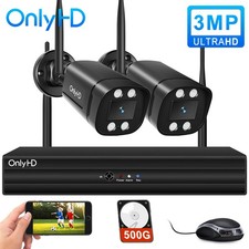 Image of OnlyHD 3MP Wireless 4CH NVR CCTV Security IP66 Camera System Outdoor 500GB Wifi