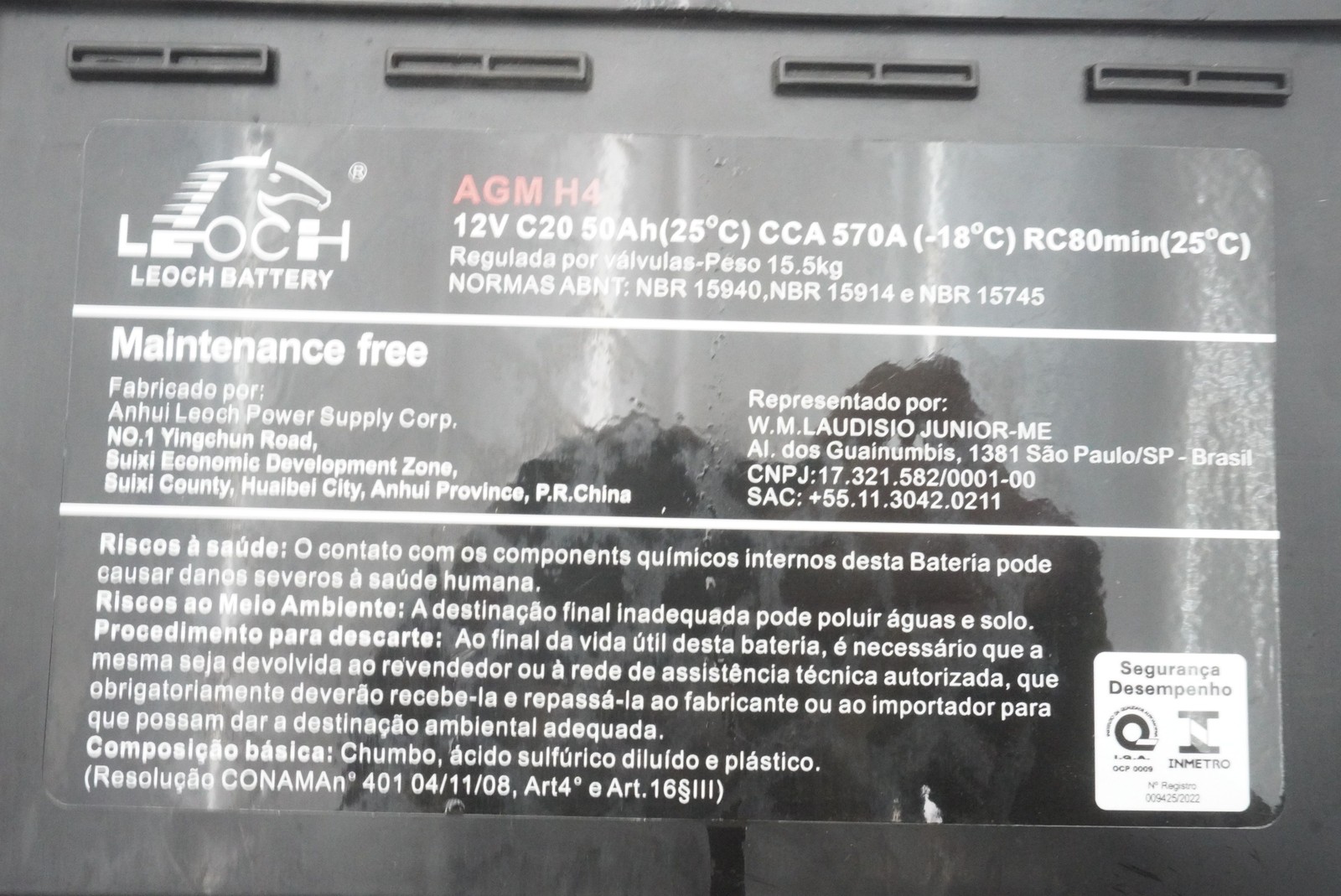 Battery Leoch PB 50AH 949042 OEM Ferrari 296 GTB GTS F171 2024 SF90