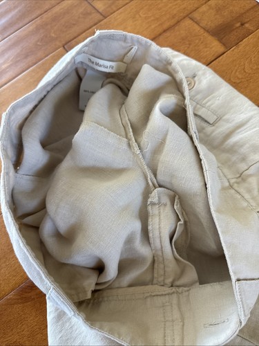 Victoria's Secret 2 London Jean The Marisa Fit Linen Khaki Wide Leg Pant Beige - Picture 6 of 14