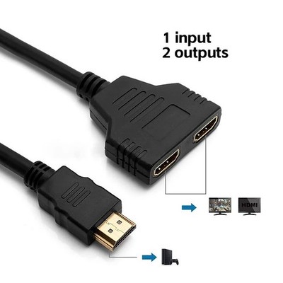 HDMI Splitter Distributor Adapter 1-in-2-out Full HD 4k 1 Male to 2 Female NEW