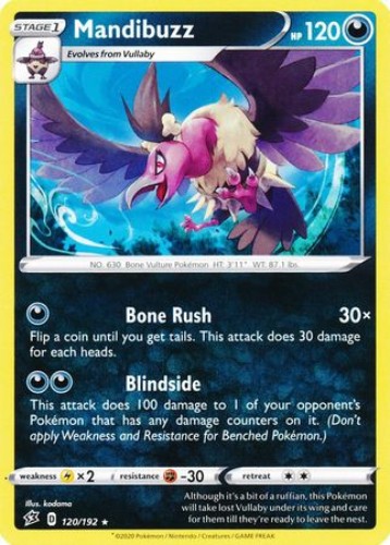 Pokemon Card - Rebel Clash 120/192 - MANDIBUZZ (rare) - NM/M