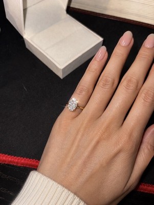 3.5 Carat Elongated Oval Cut Engagement Ring 925 Sterling Silver   Open Box