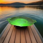 Vtg Uranium Glass Handled Serving Plate Tray Green Depression Glow Octagon Panel