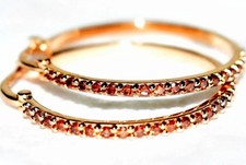 9 ct Rose Gold Cognac Diamond Hoop Earrings – 25 mm – 0.38 ct – 4.32 g