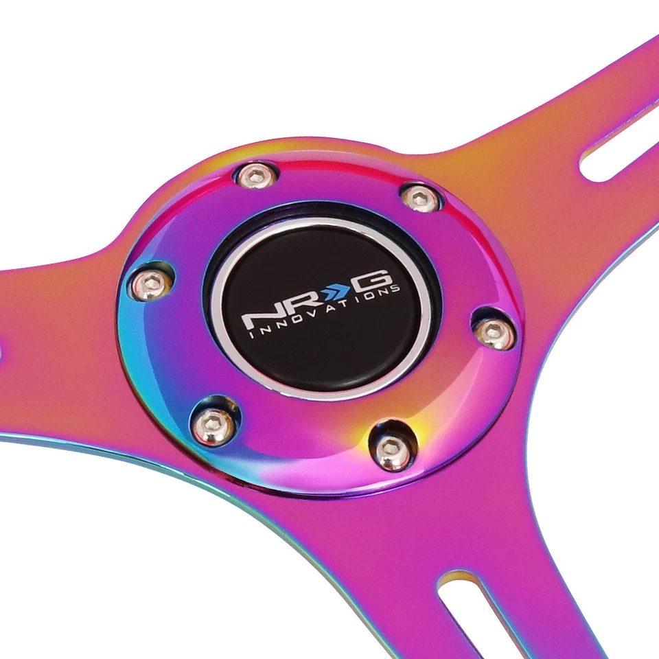 NRG Performance 350mm Neon Purple Wood Grain Neo Chrome Spokes Steering Wheel - Image 2 of 4