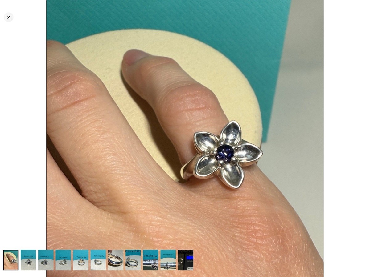 Tiffany & Co. Ring Daisy Flower Iolite 925 Sterling Silver | eBay
