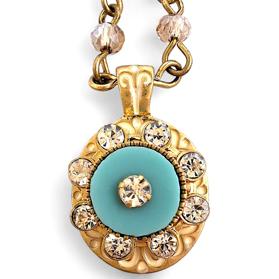 Винтажное ожерелье Moghul из 2 нитей | кисточки из искусственной бирюзы слона золотистого цвета - Изображение 3 из 4