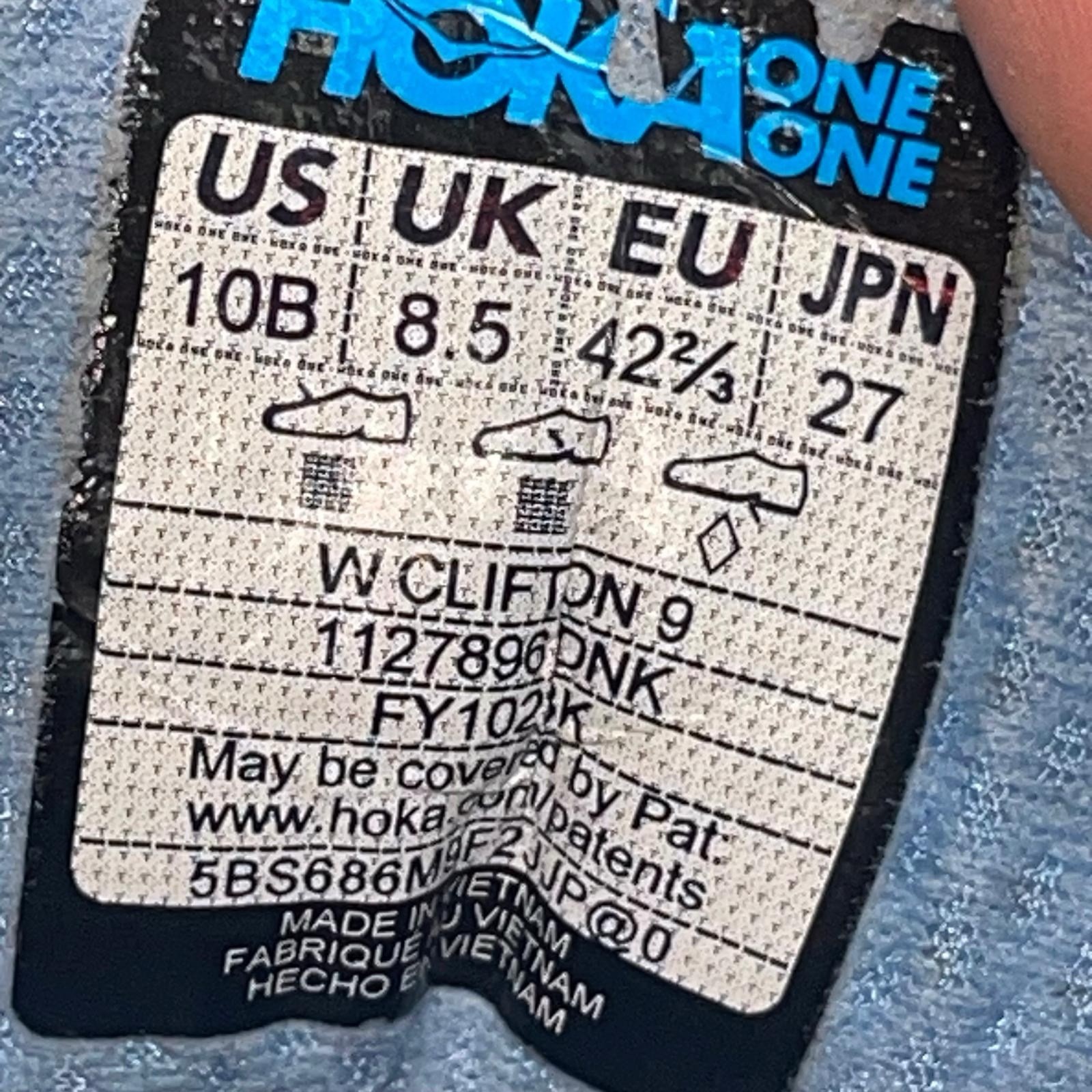 Hoka One One Clifton 9 Womens 10 Shoes Blue Sneaker 1127896 DNK Running Walking thumbnail 3