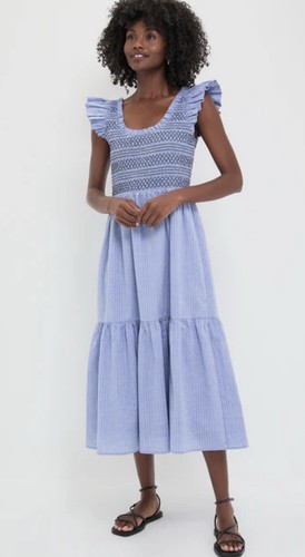 Tuckernuck Pomander Place Seersucker Smocked Maxine Dress Blue Size Large - Picture 1 of 6