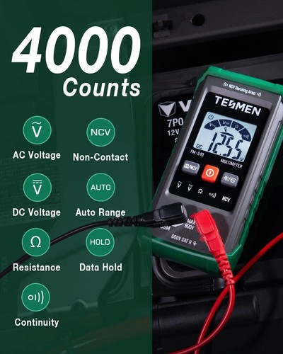 TM-510 Digital Multimeter, 4000 Counts, Smart Measurement, Auto-Ranging Voltmete - Picture 12 of 12