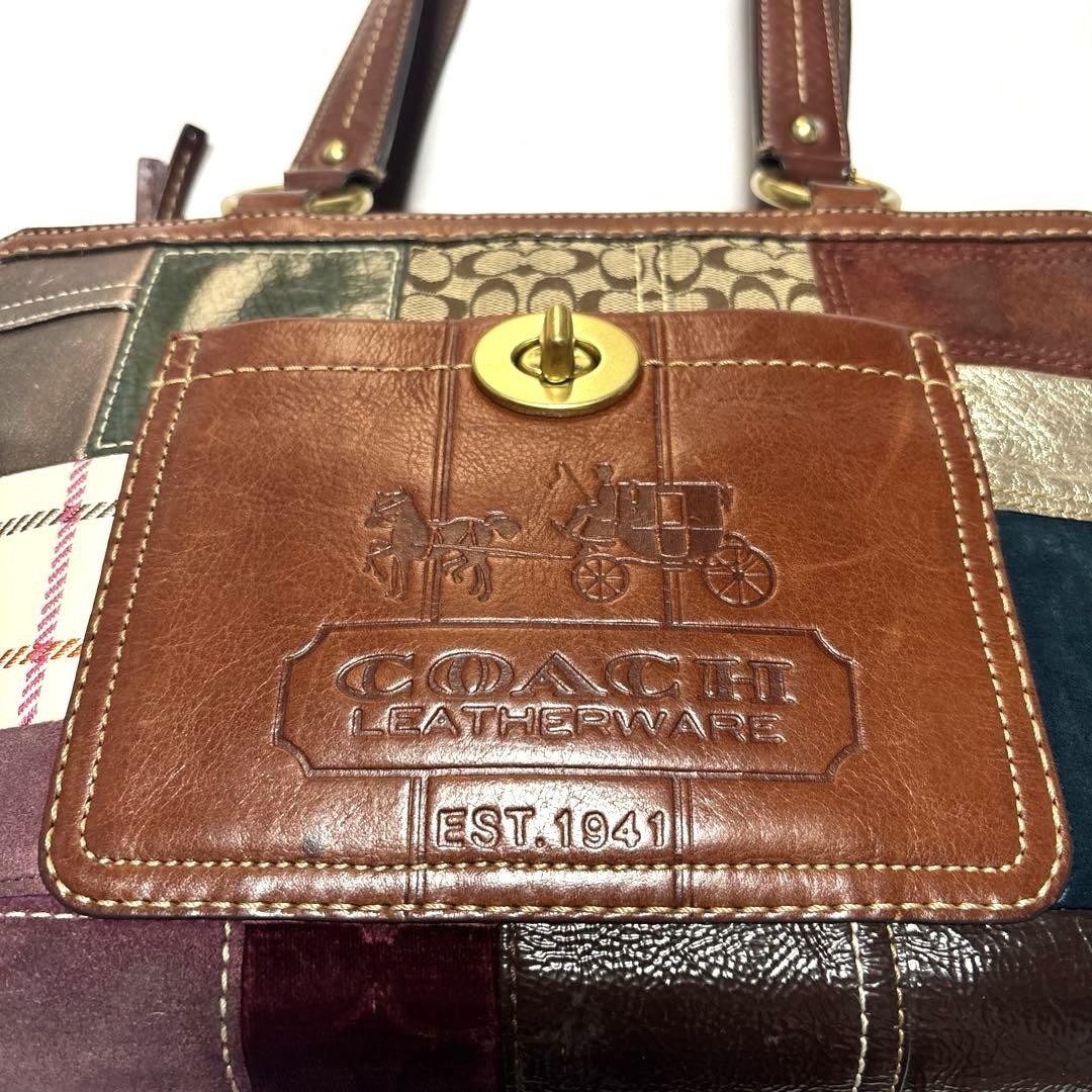 COACH Holiday Patchwork Leather Logo Shoulder Bag… - image 3