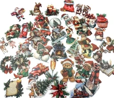 25 Vintage Retro Theme Christmas PET Stickers Crafting Scrapbooking Laptop Gifts