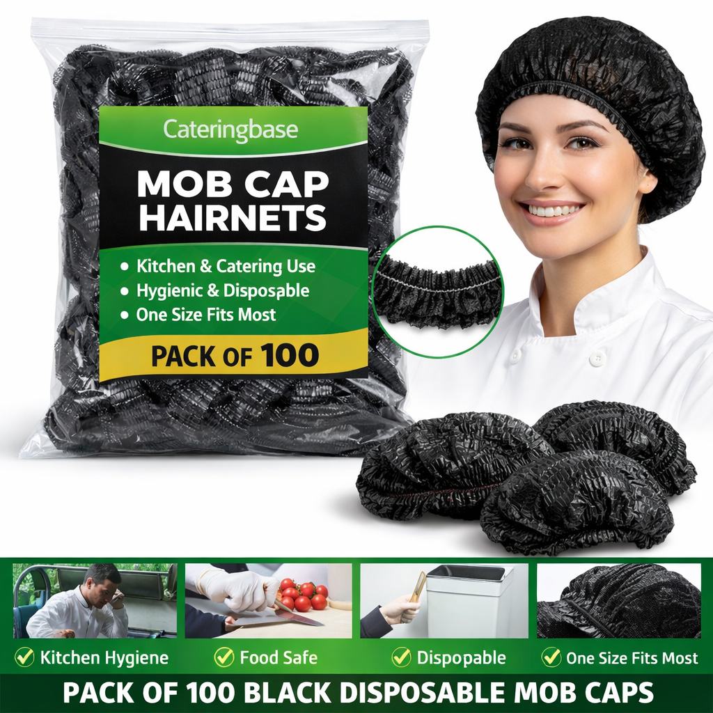 Black Disposable Mob Cap Hairnets Pack of 100 – Catering Kitchen Hygiene
