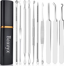 Pimple Popper Tool Kit - 10 Pcs Blackhead Remover Comedone Extractor Kit with M