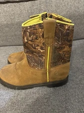 Magellan Boys Boots 5D Brown Camo Outdoors Zip Boots Realtree Cowboy Hunting USA