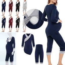 Women's Maternity Nursing Nightwear Breastfeeding Pajamas Pregnancy Sleepwear