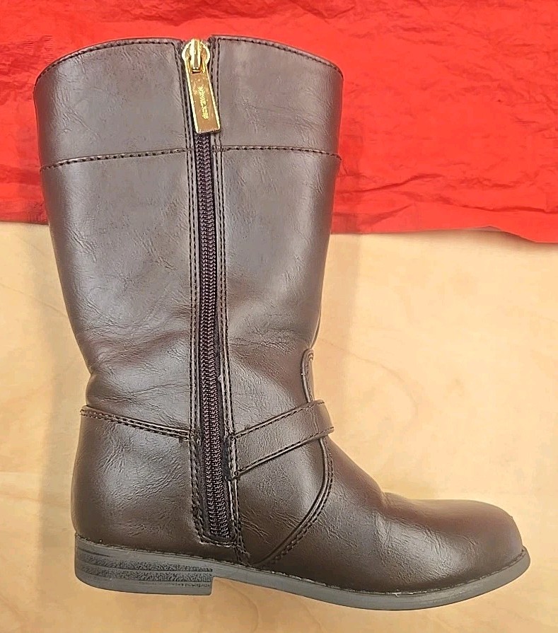 Michael Kors Girl's Emma Blaire Gold Buckle Brown Riding Tall Boots Sz 10 thumbnail 10