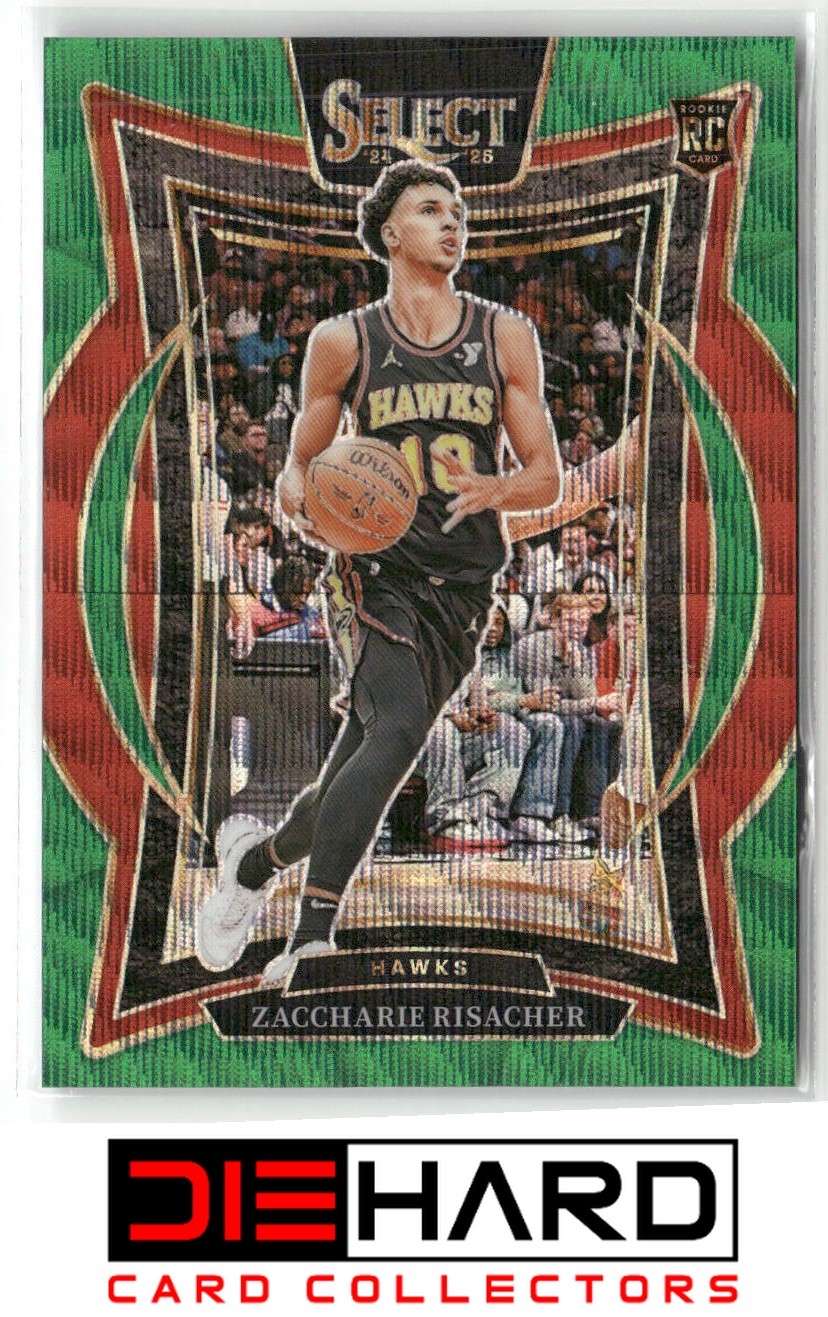 2024-25 Panini Select #86 Zaccharie Risacher Green Wave Prizm #/50 Hawks RMH