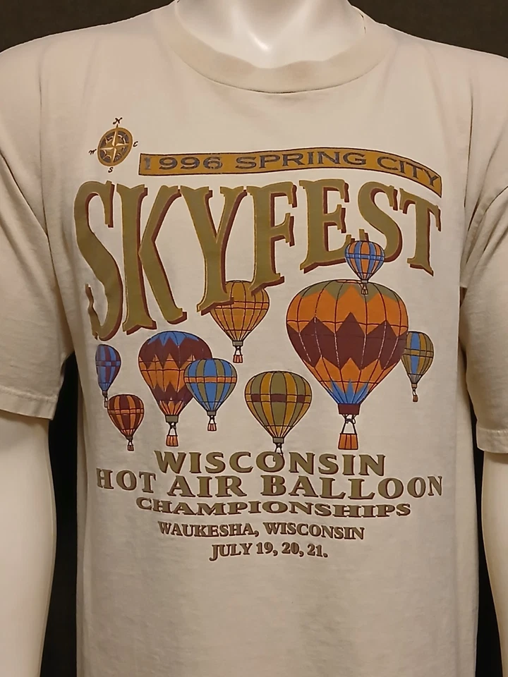 Camiseta vintage 1996 Wisconsin Hot Air Globo Festival "SKYFEST" años 90 adulto XL Foto 3 de 4